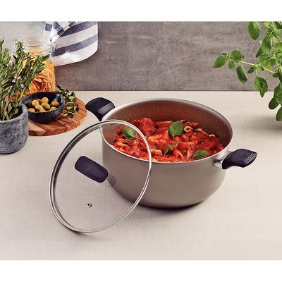 Caçarola Milazzo 24cm Alumínio Antiaderente Starflon Max Soft-touch Amêndoa Tramontina Bege