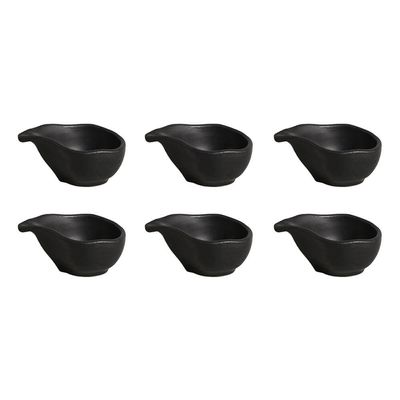 Conjunto de Molheiras Ovais Orgânico Matte 40ml 6 Peças Porto Brasil Preto