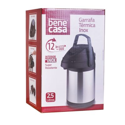 Garrafa Térmica Bene Casa Inox 2,5L Alta Pressão