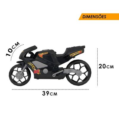 Super Moto 360 Preta Esportiva Brinquedo Infantil 39cm