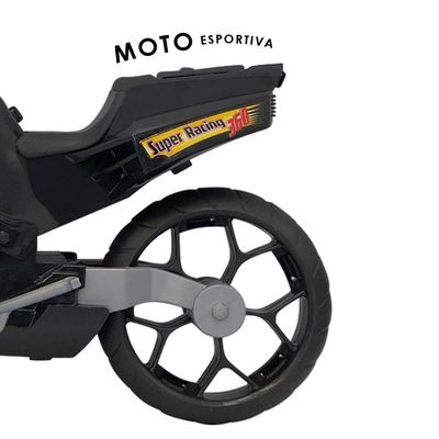 Super Moto 360 Preta Esportiva Brinquedo Infantil 39cm