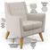 Poltrona Decorativa com Pés de Madeira Taroba D02 Linho Cru C-443 - Lyam Decor
