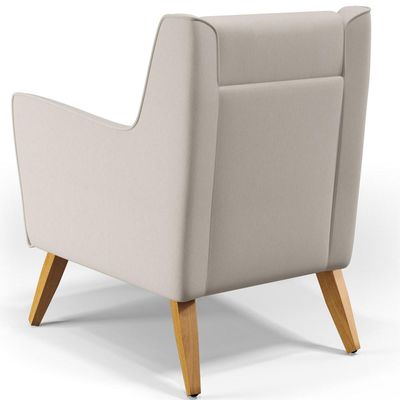 Poltrona Decorativa com Pés de Madeira Taroba D02 Linho Cru C-443 - Lyam Decor