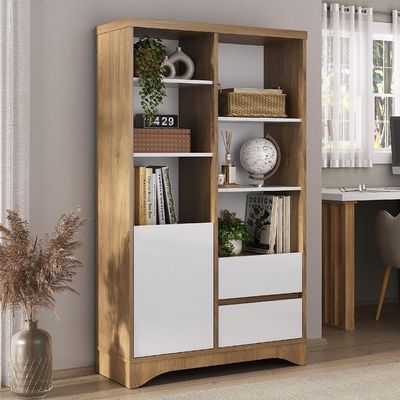 Estante Para Escritório Organizadora com 06 Nichos Athos A02 - Olmo Branco - Lyam Decor