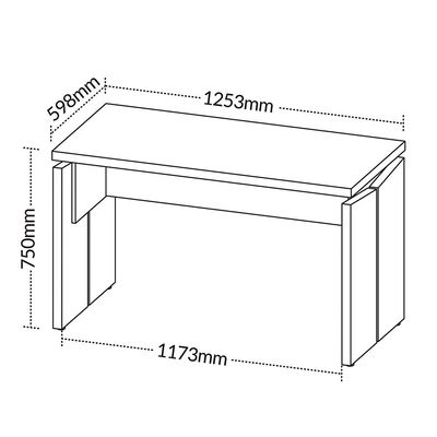Mesa Para Escritório Home Office 125cm Unik A02 Nogal Preto - Lyam Decor
