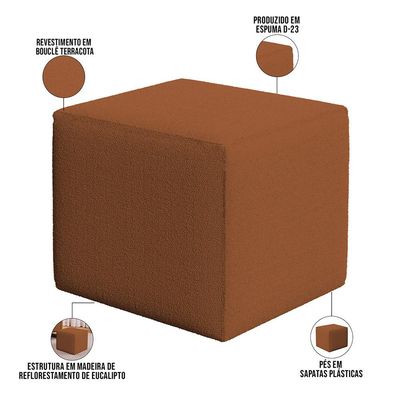 Poltrona de Amamentação com Balanço e Puff Ravena W01 Bouclê Terracota - Lyam Decor