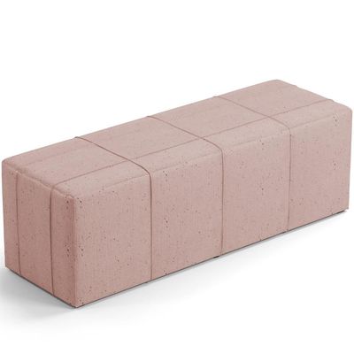 Kit Cabeceira Cama Box Casal 140cm com Calçadeira Roma W01 Linho Rosê - Lyam