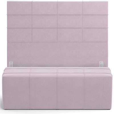 Kit Cabeceira Cama Box Casal 140cm com Calçadeira Roma W01 Suede Rosê - Lyam