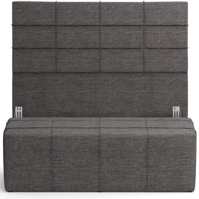 Kit Cabeceira Cama Box Casal 140cm com Calçadeira Roma W01 Linho Cinza Escuro - Lyam