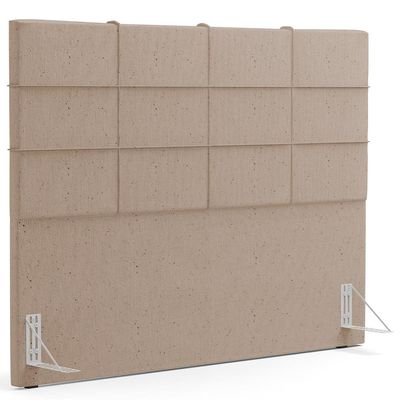 Kit Cabeceira Cama Box Casal 140cm com Calçadeira Roma W01 Linho Bege Escuro - Lyam