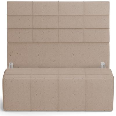 Kit Cabeceira Cama Box Casal 140cm com Calçadeira Roma W01 Linho Bege Escuro - Lyam