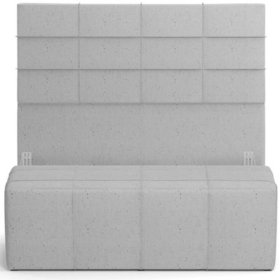 Kit Cabeceira Cama Box Casal 140cm com Calçadeira Roma W01 Linho Cinza - Lyam