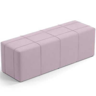 Kit Cabeceira Cama Box Queen 160cm com Calçadeira Roma W01 Suede Rosê - Lyam