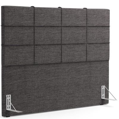 Kit Cabeceira Cama Box King 195cm com Calçadeira Roma W01 Linho Cinza Escuro - Lyam
