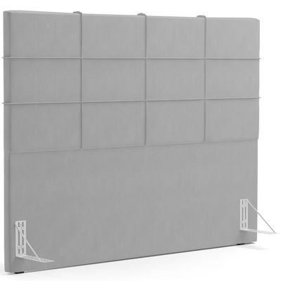 Kit Cabeceira Cama Box Casal 140cm com Calçadeira Roma W01 Suede Cinza - Lyam