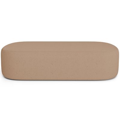 Puff Decorativo Orgânico Para Living Quarto 140cm Doha W01 Linho Bege Escuro - Lyam Decor