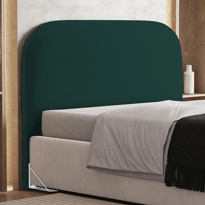 Cabeceira Cama Box Queen 160cm Orgânica Lanna W01 Bouclê Verde - Lyam Decor