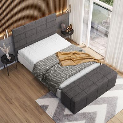 Cabeceira Cama Box Casal King 195 cm Roma W01 Linho Cinza Escuro - Lyam