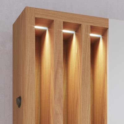 Estante Painel Para TV 65 Pol com LED Alencar C04 Off White Matte Freijó - Lyam Decor