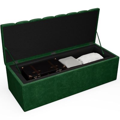 Calçadeira Recamier Baú Para Cama De Casal King Dália 195x50 cm W01 Couríssimo Verde Musgo - Lyam
