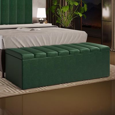 Calçadeira Recamier Baú Para Cama De Casal King Dália 195x50 cm W01 Couríssimo Verde Musgo - Lyam