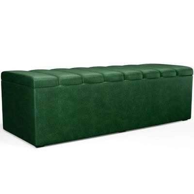 Calçadeira Recamier Baú Para Cama De Casal King Dália 195x50 cm W01 Couríssimo Verde Musgo - Lyam
