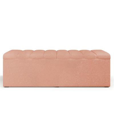 Calçadeira Recamier Baú Para Cama De Casal Queen Dália 195x50 cm W01 Linho Rosê - Lyam