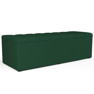 Calçadeira Recamier Baú Para Cama De Casal King Dália 195x50 cm W01 Suede Verde Musgo - Lyam