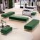Kit 02 Puffs Decorativo Sala de Estar Bali W01 Pés Palito 210x60cm Couríssimo Verde Musgo - Lyam Decor