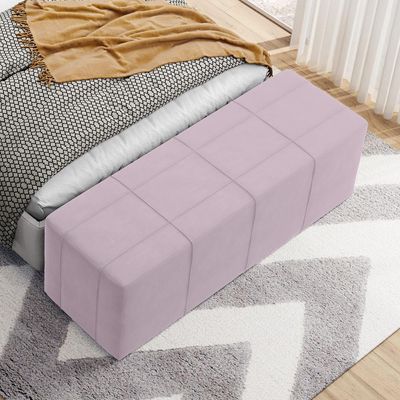 Puff Decorativo Living Sala de Estar 160 cm Roma W01 Suede Rosê - Lyam