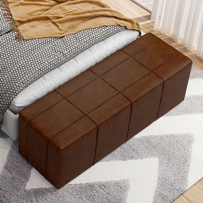 Puff Decorativo Living Sala de Estar 195 cm Roma W01 Couríssimo Marrom - Lyam