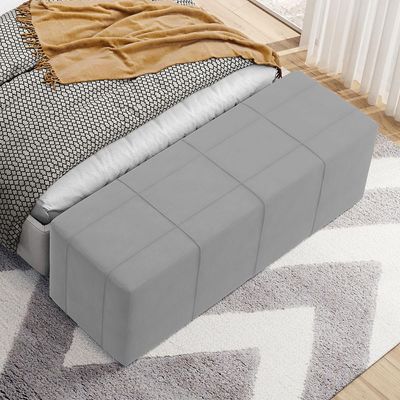 Puff Decorativo Living Sala de Estar 160 cm Roma W01 Suede Cinza - Lyam