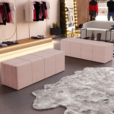 Puff Decorativo Living Sala de Estar 160 cm Roma W01 Linho Rosê - Lyam