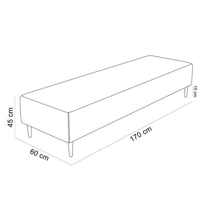 Puff Decorativo Sala de Estar Bali W01 Pés Palito 170x60cm Linho Cinza - Lyam Decor