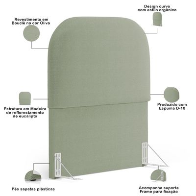Cabeceira Cama Box 100cm Orgânica Lanna W01 Bouclê Oliva - Lyam Decor