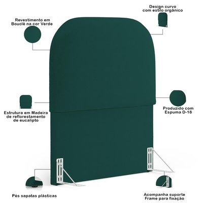 Cabeceira Cama Box 100cm Orgânica Lanna W01 Bouclê Verde - Lyam Decor