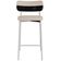 Kit 02 Banquetas Alta Bar Cozinha Sala De Jantar Aço Branco Kaira C01 Linho Areia Courino Preto - Lyam Decor