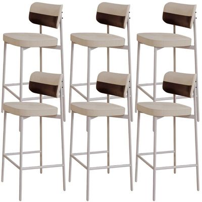 Kit 06 Banquetas Alta Bar Cozinha Sala De Jantar Aço Branco Kaira C01 Linho Areia Courino Café - Lyam Decor