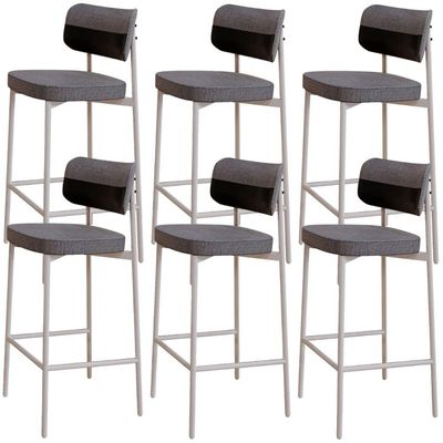 Kit 06 Banquetas Alta Bar Cozinha Sala De Jantar Aço Branco Kaira C01 Linho Cinza Courino Preto - Lyam Decor