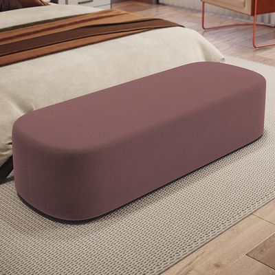 Kit 02 Puffs Decorativos Orgânicos Para Living Quarto 195cm Doha W01 Suede Rosê - Lyam Decor