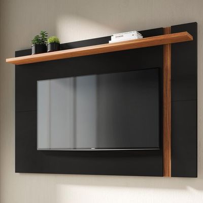 Painel Para TV 70 Pol Extensível 180cm Lara C04 Preto Fosco Noce Milano - Lyam Decor