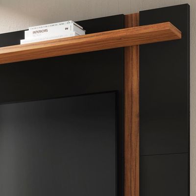 Painel Para TV 70 Pol Extensível 180cm Lara C04 Preto Fosco Noce Milano - Lyam Decor
