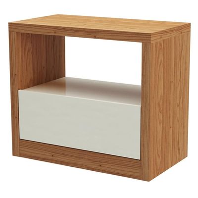 Mesa de Cabeceira Moderna 1 Gaveta Cameron D03 Freijó Off White - Lyam Decor