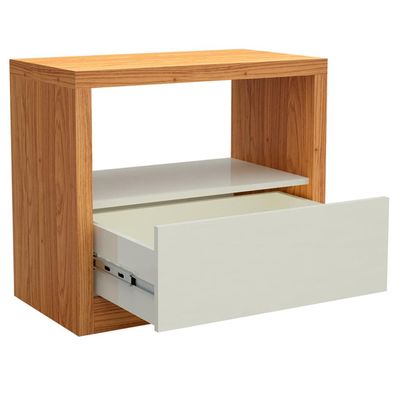 Mesa de Cabeceira Moderna 1 Gaveta Cameron D03 Freijó Off White - Lyam Decor