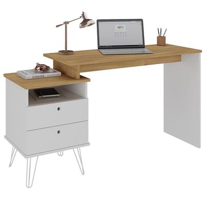Mesa Para Escritório Escrivaninha Home Office Versa A02 Olmo Branco - Lyam Decor