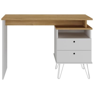 Mesa Para Escritório Escrivaninha Home Office Versa A02 Olmo Branco - Lyam Decor