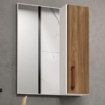 Conjunto Banheiro Gabinete Com Pés 50cm Lavatório e Armário Allegra B06 Branco Carvalho - Lyam Decor