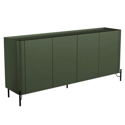 Aparador Buffet Para Sala de Jantar 4 Portas Pés Industrial Preto Naim I03 Musgo - Lyam Decor