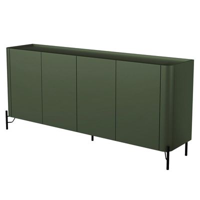 Aparador Buffet Para Sala de Jantar 4 Portas Pés Industrial Preto Naim I03 Musgo - Lyam Decor