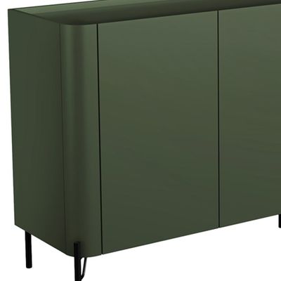 Aparador Buffet Para Sala de Jantar 4 Portas Pés Industrial Preto Naim I03 Musgo - Lyam Decor